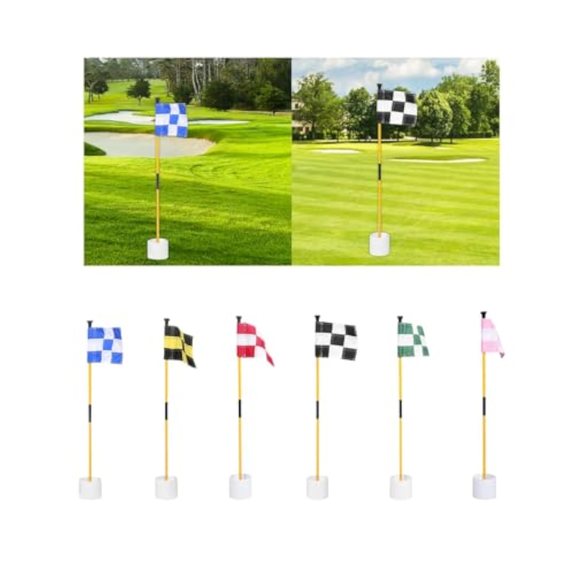 Portable Golf Putting Green & Hole Cup Set, Blue & White